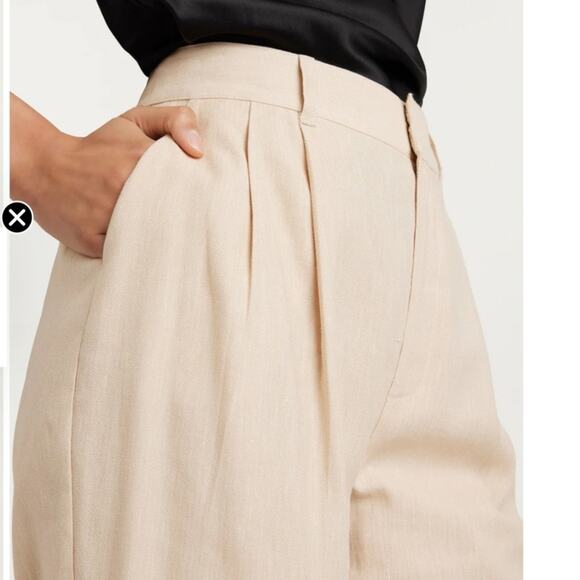 NWT$345 Cinq a Sept Arlene Khaki Linen Cotton Straight Pants Sz 4